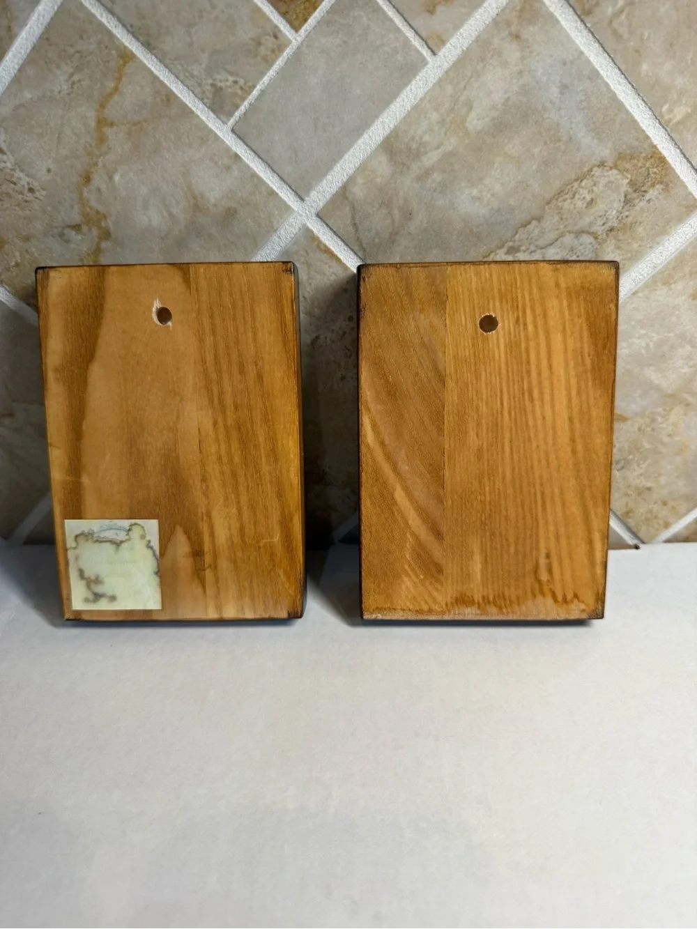 Set of 2 Angel Wood Wall Plaques Folk Art Whimsical Guardian Angel Decor 6”
